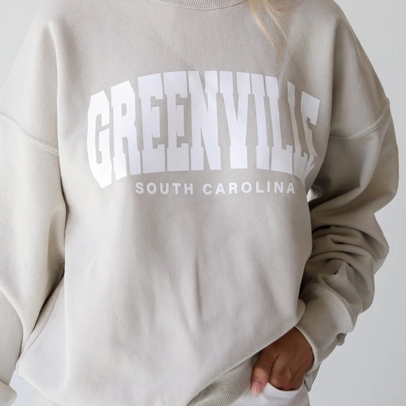 Greenville South Carolina Cream Crew Neck Sweater GVL Soft Champion Size Large - Picture 2 of 9